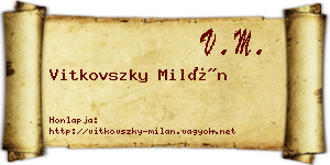 Vitkovszky Milán névjegykártya